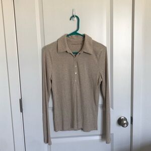 Abercrombie & Fitch Collared Long Sleeve Tan Shirt